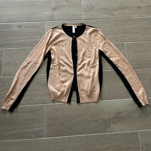 Cashmere cotton blend Black and Tan Cardigan